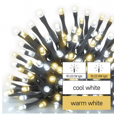 Lampki choinkowe Classic 180 LED 18m ciepła + zimna biel, zielony przewód, IP44, timer (D4AN06)